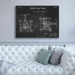 'Tesla Aerial Apparatus Blueprint Patent Chalkboard,' Canvas Wall Art,54 x 40