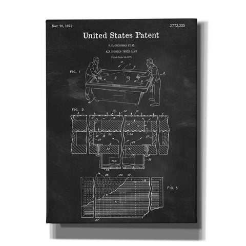 Image of 'Air Hockey Blueprint Patent Chalkboard,' Canvas Wall Art,12x16x1.1x0,18x26x1.1x0,26x34x1.74x0,40x54x1.74x0