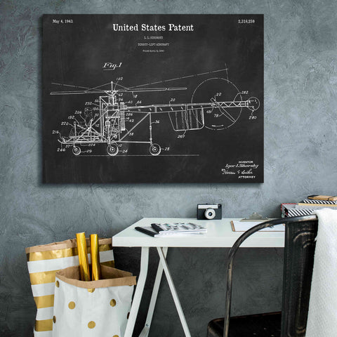 Image of 'Direct-Lift Aircraft Blueprint Patent Chalkboard,' Canvas Wall Art,34 x 26