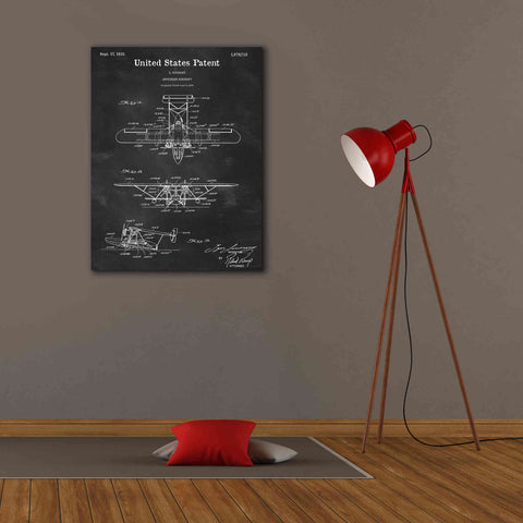 Image of 'Amphibian Aircraft Blueprint Patent Chalkboard,' Canvas Wall Art,26 x 34