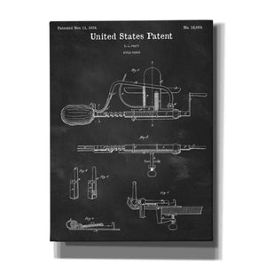 'Apple Parer Blueprint Patent Chalkboard,' Canvas Wall Art,12x16x1.1x0,18x26x1.1x0,26x34x1.74x0,40x54x1.74x0