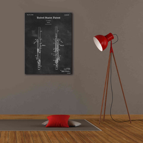 Image of 'Bassoon Blueprint Patent Chalkboard,' Canvas Wall Art,26 x 34
