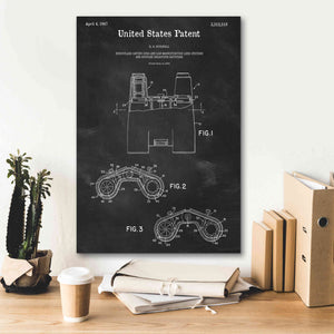 'Binoculars Blueprint Patent Chalkboard,' Canvas Wall Art,18 x 26