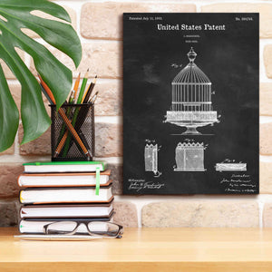 'Bird Cage Blueprint Patent Chalkboard,' Canvas Wall Art,12 x 16