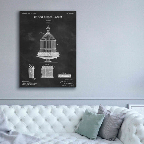 Image of 'Bird Cage Blueprint Patent Chalkboard,' Canvas Wall Art,40 x 54