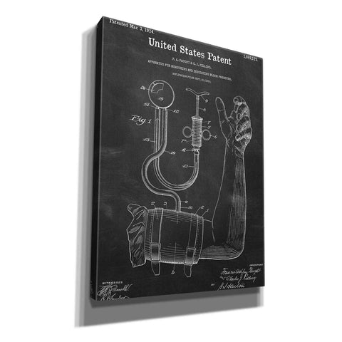 Image of 'Blood Pressure Pump Blueprint Patent Chalkboard,' Canvas Wall Art,12x16x1.1x0,18x26x1.1x0,26x34x1.74x0,40x54x1.74x0