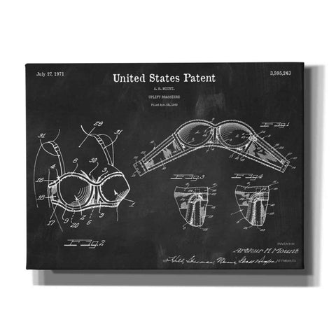 Image of 'Push-up Bra Blueprint Patent Chalkboard,' Canvas Wall Art,16x12x1.1x0,26x18x1.1x0,34x26x1.74x0,54x40x1.74x0