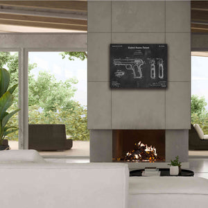 'Pistol Blueprint Patent Chalkboard,' Canvas Wall Art,34 x 26