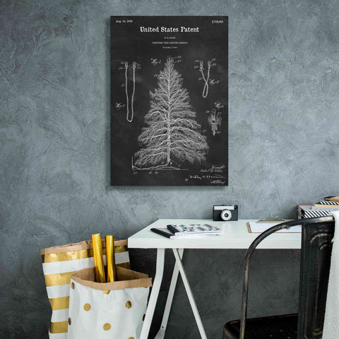 Image of 'Artificial Christmas Tree Blueprint Patent Chalkboard,' Canvas Wall Art,18 x 26