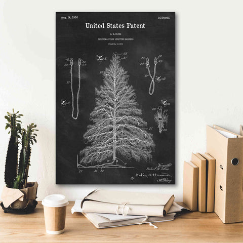 Image of 'Artificial Christmas Tree Blueprint Patent Chalkboard,' Canvas Wall Art,18 x 26