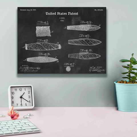 Image of 'Cigar Blueprint Patent Chalkboard,' Canvas Wall Art,16 x 12