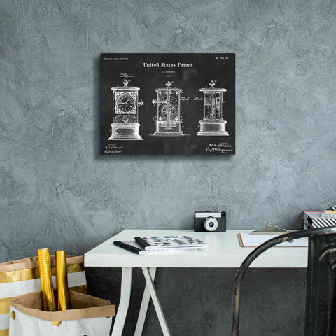 Image of 'Clock Blueprint Patent Chalkboard,' Canvas Wall Art,16 x 12