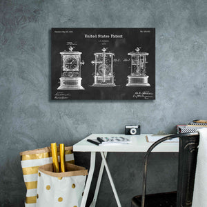 'Clock Blueprint Patent Chalkboard,' Canvas Wall Art,26 x 18