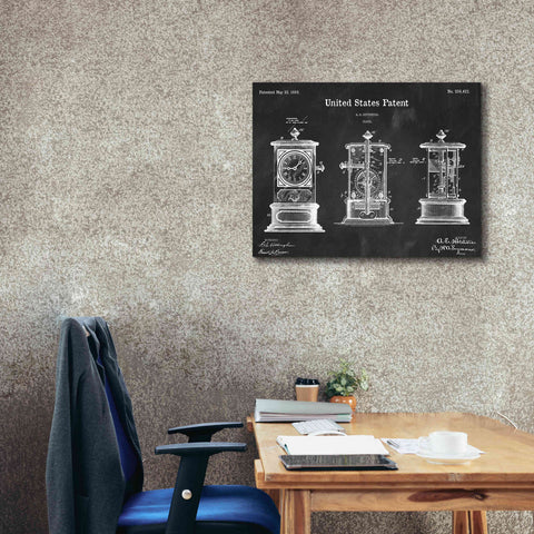Image of 'Clock Blueprint Patent Chalkboard,' Canvas Wall Art,34 x 26