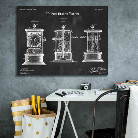 Image of 'Clock Blueprint Patent Chalkboard,' Canvas Wall Art,34 x 26
