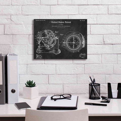 Image of 'Stellar Compass Blueprint Patent Chalkboard,' Canvas Wall Art,16 x 12