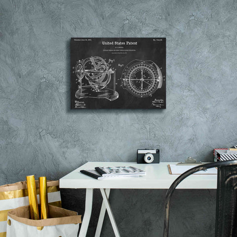 Image of 'Stellar Compass Blueprint Patent Chalkboard,' Canvas Wall Art,16 x 12