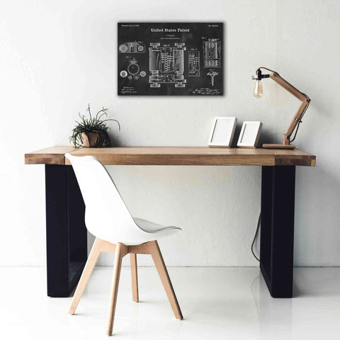 Image of 'Tubular Machine Blueprint Patent Chalkboard,' Canvas Wall Art,26 x 18