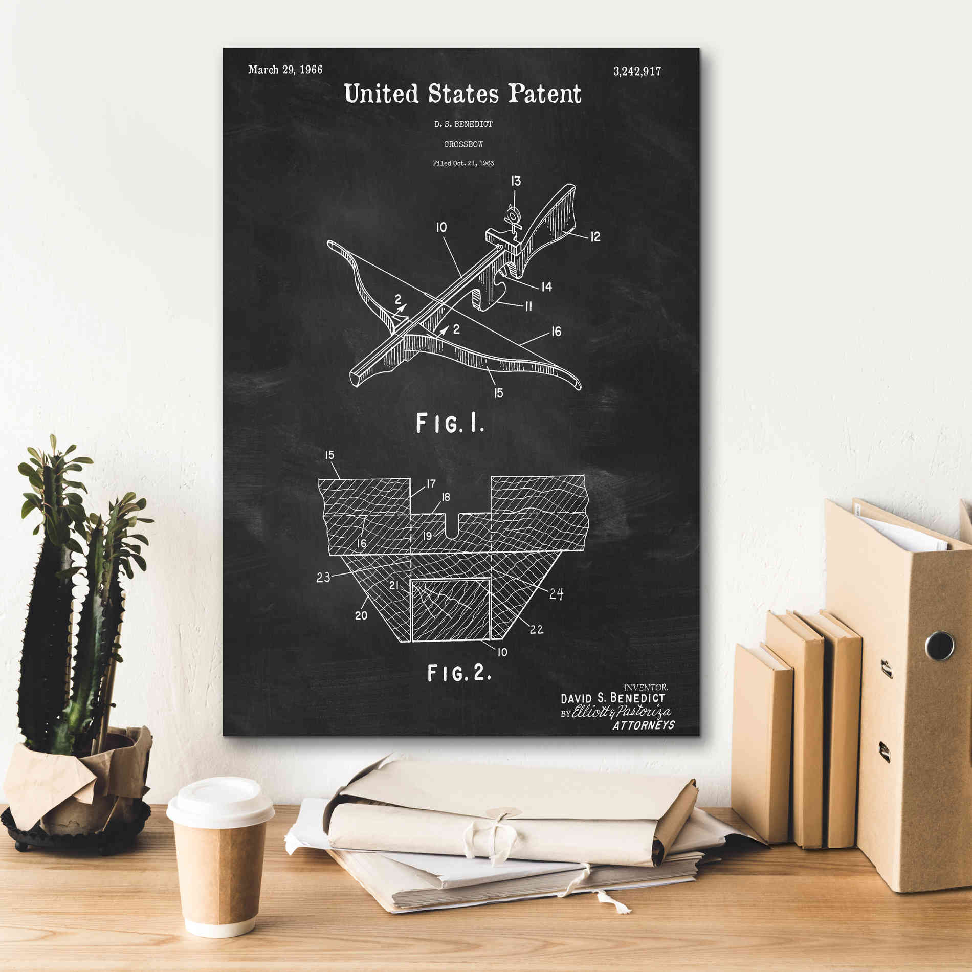 'Crossbow Blueprint Patent Chalkboard,' Canvas Wall Art,18 x 26