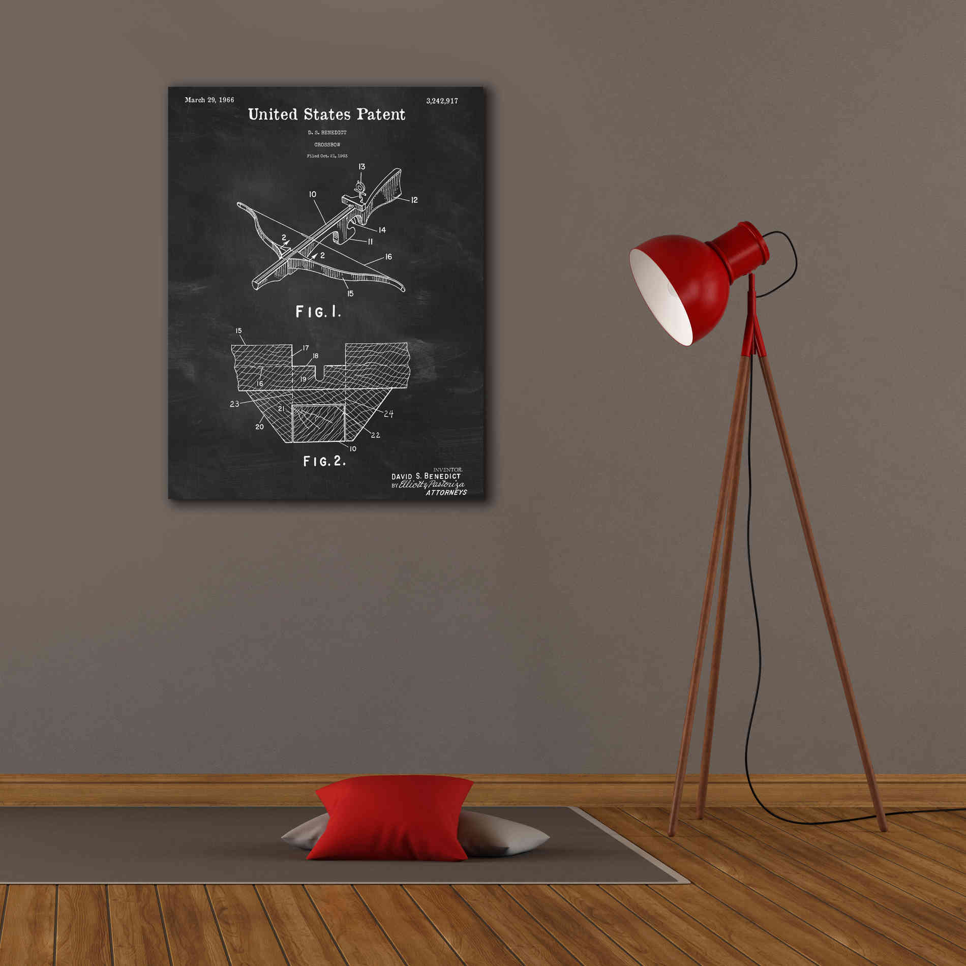 'Crossbow Blueprint Patent Chalkboard,' Canvas Wall Art,26 x 34