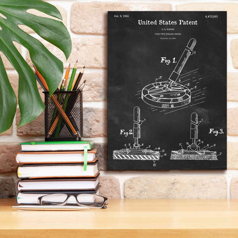 Image of 'Curling Broom Blueprint Patent Chalkboard,' Canvas Wall Art,12 x 16