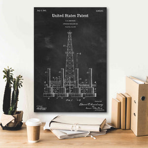 'Drilling Rig Blueprint Patent Chalkboard,' Canvas Wall Art,18 x 26