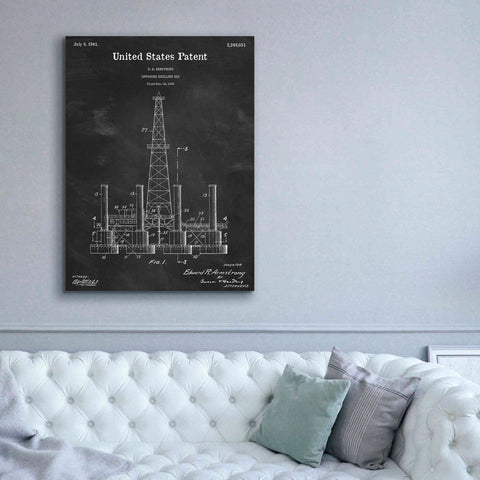 Image of 'Drilling Rig Blueprint Patent Chalkboard,' Canvas Wall Art,40 x 54