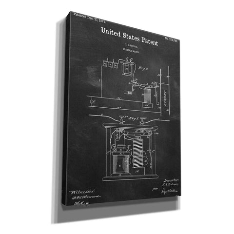 Image of 'Edison Electric Meter Blueprint Patent Chalkboard,' Canvas Wall Art,12x16x1.1x0,18x26x1.1x0,26x34x1.74x0,40x54x1.74x0