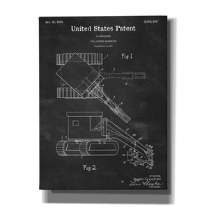 'Pull Shovel Excavator Blueprint Patent Chalkboard,' Canvas Wall Art,12x16x1.1x0,18x26x1.1x0,26x34x1.74x0,40x54x1.74x0
