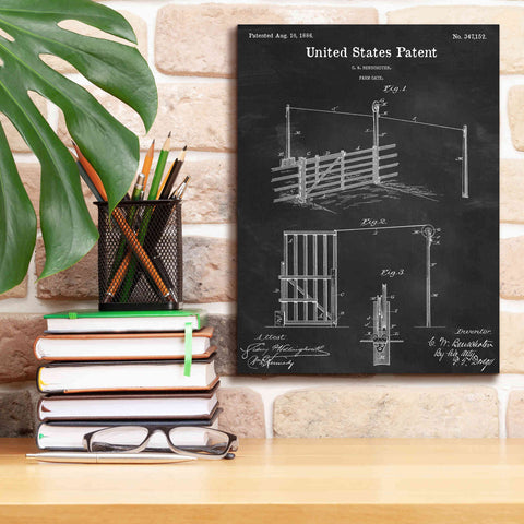 Image of 'Farm Gate Blueprint Patent Chalkboard,' Canvas Wall Art,12 x 16