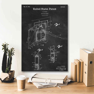 'Fire Hose Cabinet Blueprint Patent Chalkboard,' Canvas Wall Art,18 x 26