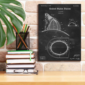 'Fireman's Hat Blueprint Patent Chalkboard,' Canvas Wall Art,12 x 16