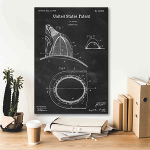 'Fireman's Hat Blueprint Patent Chalkboard,' Canvas Wall Art,18 x 26