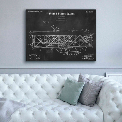 Image of 'Wright Bros. Flying Machine Blueprint Patent Chalkboard' Canvas Wall Art,54 x 40