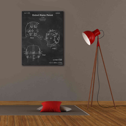 Image of 'Wrestling Headgear Blueprint Patent Chalkboard,' Canvas Wall Art,26 x 34