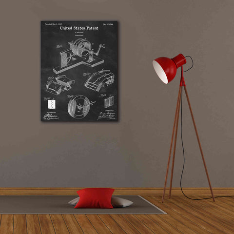 Image of 'Gramophone, 1887 Blueprint Patent Chalkboard,' Canvas Wall Art,26 x 34