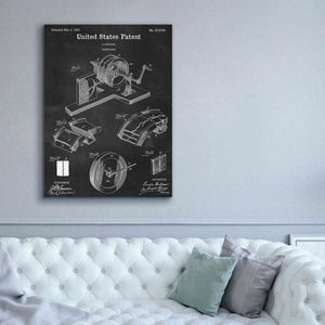 'Gramophone, 1887 Blueprint Patent Chalkboard,' Canvas Wall Art,40 x 54