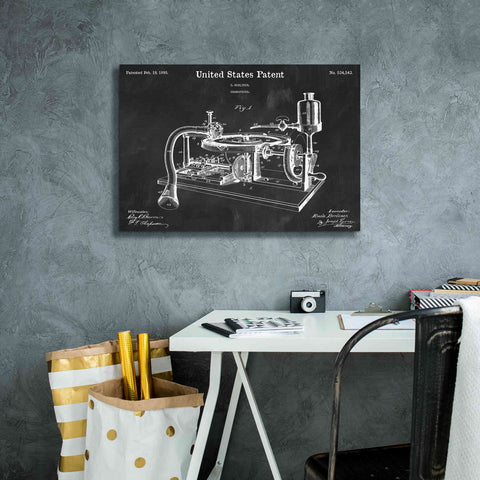 Image of 'Gramophone, 1895 Blueprint Patent Chalkboard,' Canvas Wall Art,26 x 18
