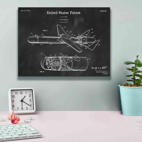 Image of 'Cold War Era Guided Missile Blueprint Patent Chalkboard,' Canvas Wall Art,16 x 12