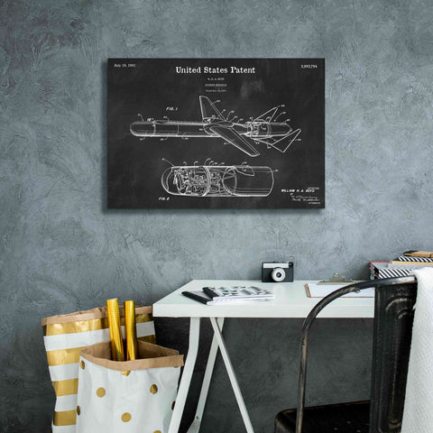 Image of 'Cold War Era Guided Missile Blueprint Patent Chalkboard,' Canvas Wall Art,26 x 18