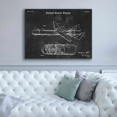 Image of 'Cold War Era Guided Missile Blueprint Patent Chalkboard,' Canvas Wall Art,54 x 40