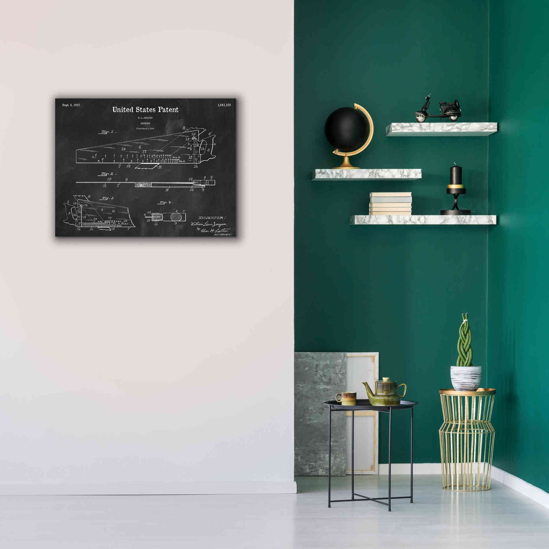 'Handsaw Blueprint Patent Chalkboard,' Canvas Wall Art,34 x 26