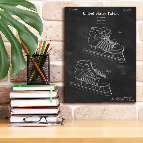 Image of 'Hockey Shoe, 1935 Blueprint Patent Chalkboard,' Canvas Wall Art,12 x 16