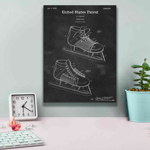 'Hockey Shoe, 1935 Blueprint Patent Chalkboard,' Canvas Wall Art,12 x 16