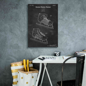 'Hockey Shoe, 1935 Blueprint Patent Chalkboard,' Canvas Wall Art,18 x 26
