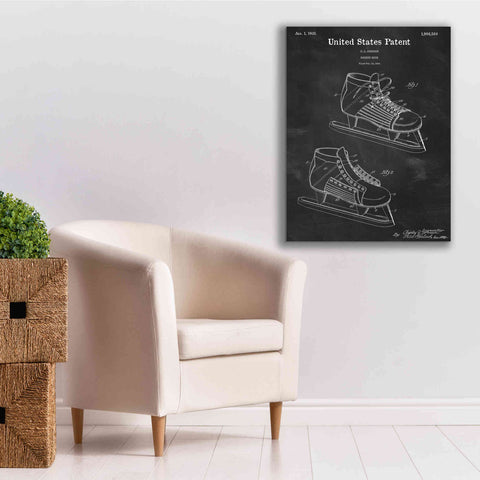 Image of 'Hockey Shoe, 1935 Blueprint Patent Chalkboard,' Canvas Wall Art,26 x 34