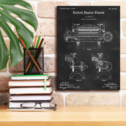 Image of 'Leather Splitting Machine Blueprint Patent Chalkboard,' Canvas Wall Art,12 x 16