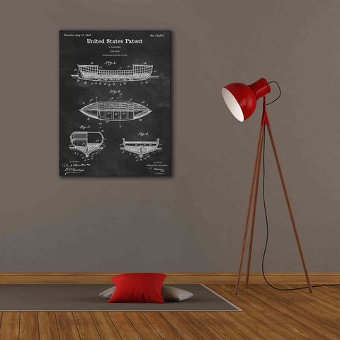 Image of 'Lifeboat Blueprint Patent Chalkboard,' Canvas Wall Art,26 x 34