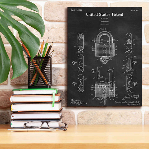 Image of 'Lock Blueprint Patent Chalkboard,' Canvas Wall Art,12 x 16