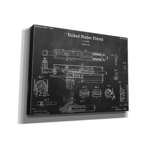 Image of 'Machine Gun Blueprint Patent Chalkboard,' Canvas Wall Art,16x12x1.1x0,26x18x1.1x0,34x26x1.74x0,54x40x1.74x0